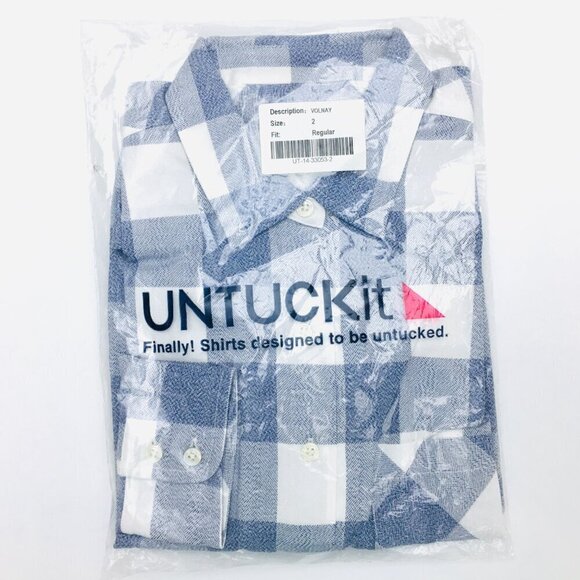 New UNTUCKit Women's Blue Plaid Shirt Volnay Button Up Long Sleeves size 2 - Picture 6 of 7